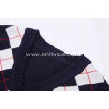 Boy's Knitted Diamond Crossing Line School Vest